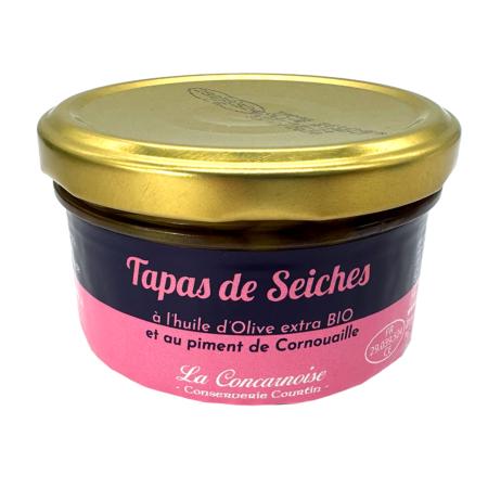 Tapas de seiches au piment de cornouaille bio - bocal 150g